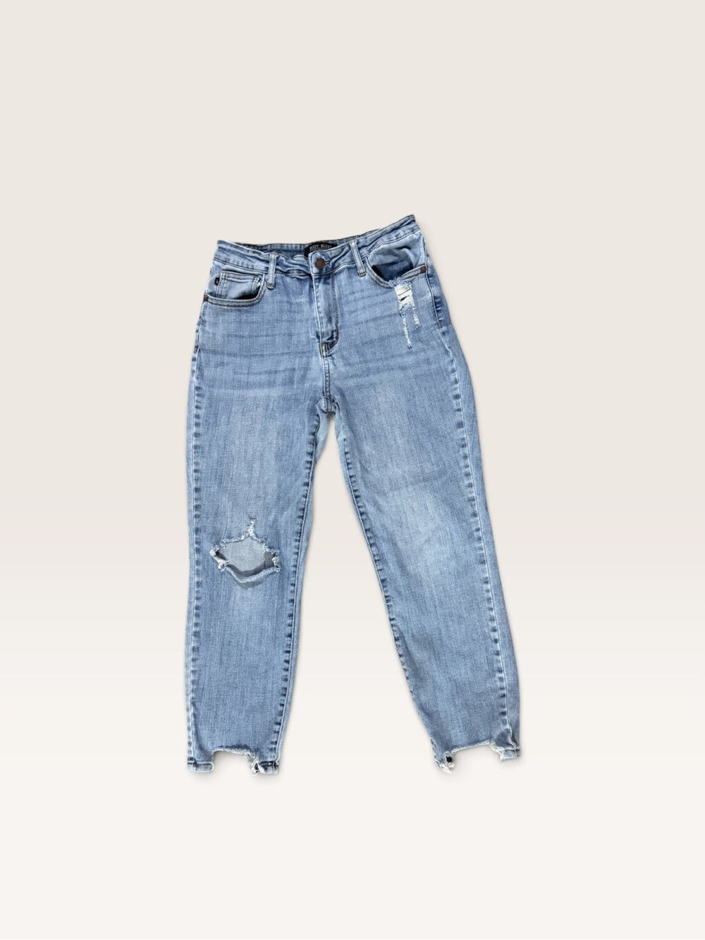 Judy Blue Distressed Skinny Jeans Size 11/30 Light Wash Raw Hem